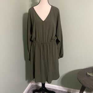 V neck dress with cinch waist